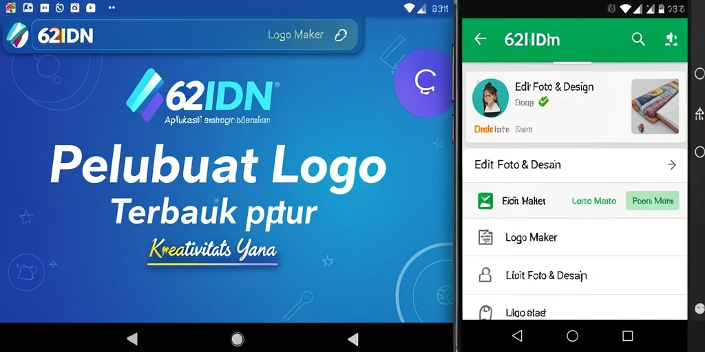Tampilan antarmuka 62IDN yang intuitif untuk membuat logo.