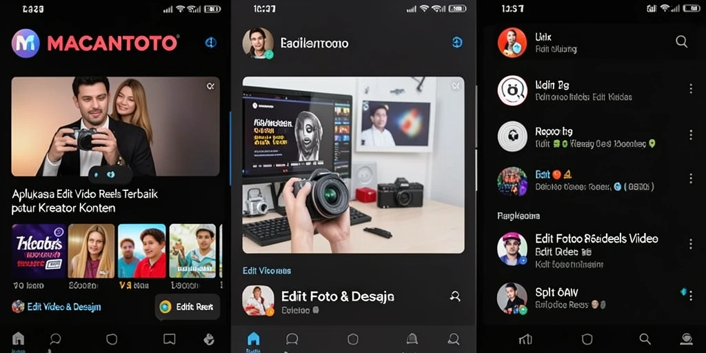 Antarmuka intuitif aplikasi MACANTOTO untuk Edit Video Reels.