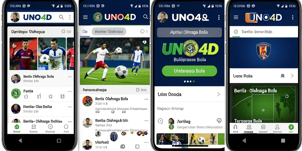 Antarmuka aplikasi UNO4D dengan berita olahraga bola terkini.