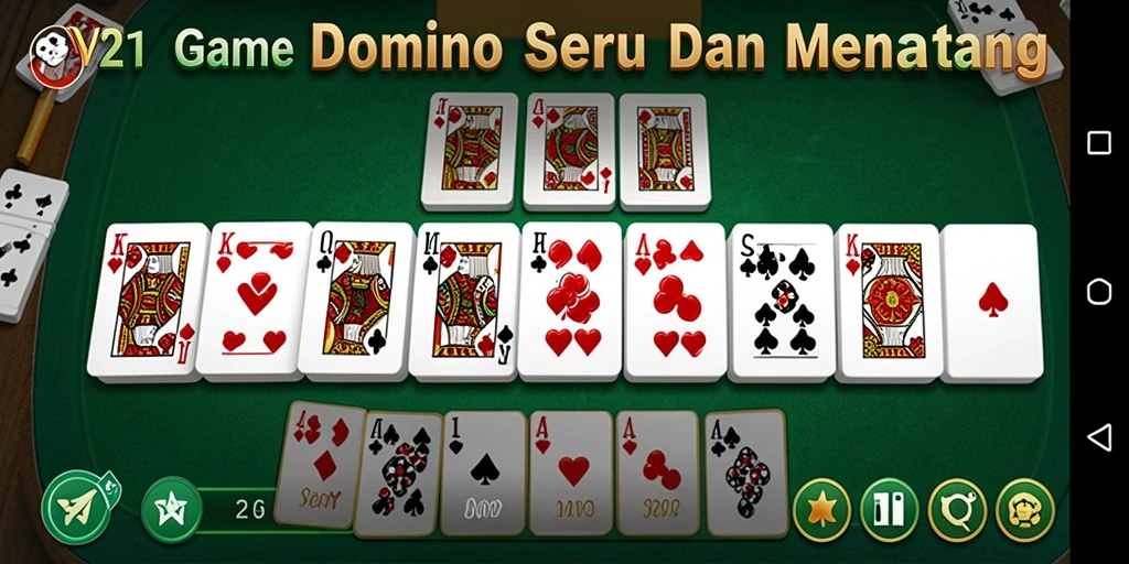 Tampilan antarmuka V21 yang menarik dan intuitif untuk bermain Domino.