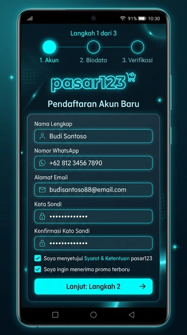 Panduan Registrasi Akun Pasar123 untuk Pengguna Android